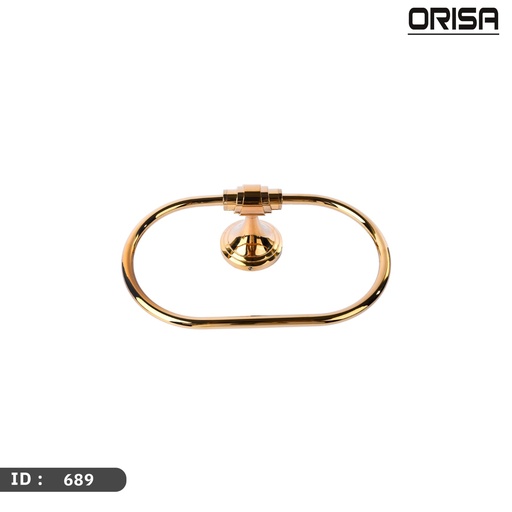 [OR 689] اوريسا اكسسوار حمالة مناشف مدور ذهبي سادة مع قاعدة مدور رقم ك20- ORISA-OR 689