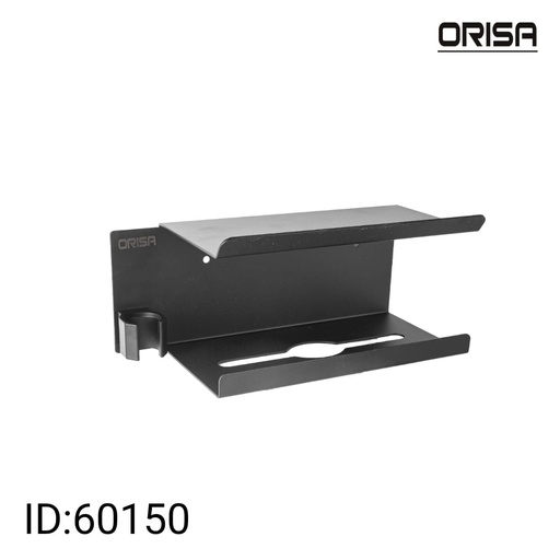 [60150] اوريسا اكسسوار وراقة مناديل ستيل مع رف مع فتحة مناديل مع قاعدة شطاف اسود - ORISA -60150 ك 50